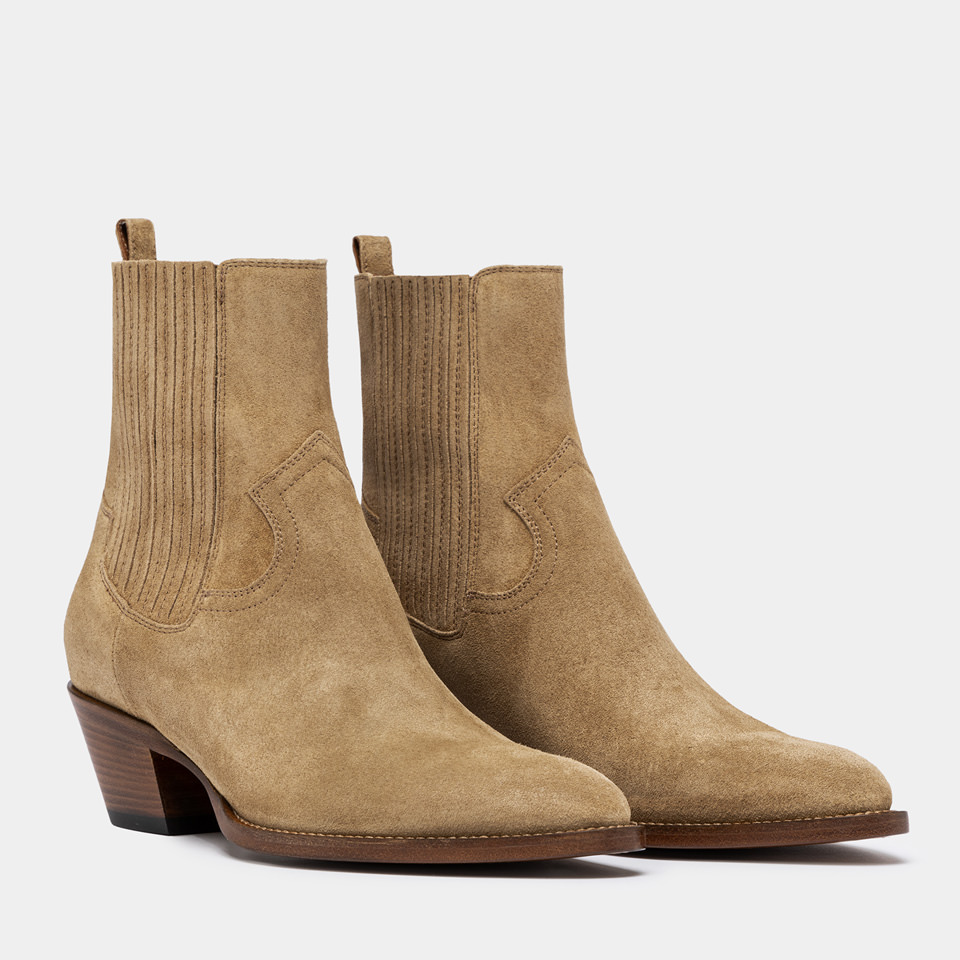 BUTTERO: ANNIE ANKLE BOOTS IN COPPER BROWN SUEDE