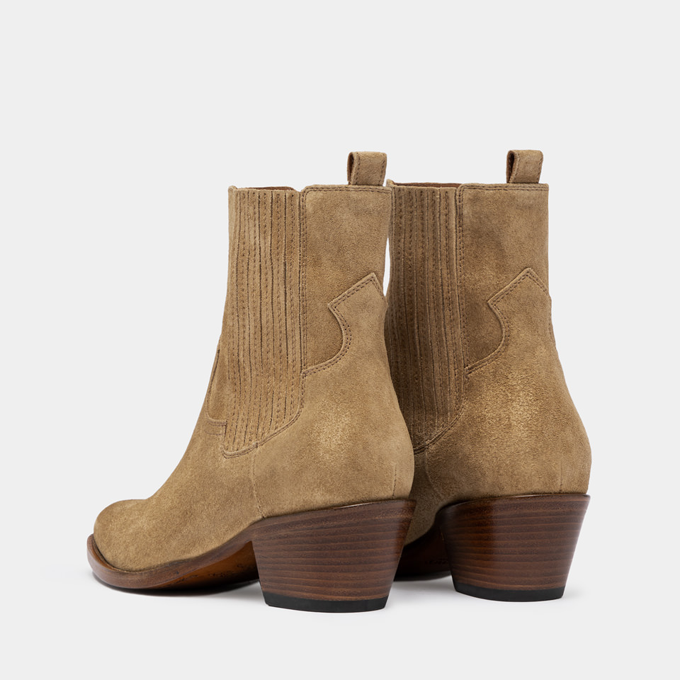 BUTTERO: ANNIE ANKLE BOOTS IN COPPER BROWN SUEDE