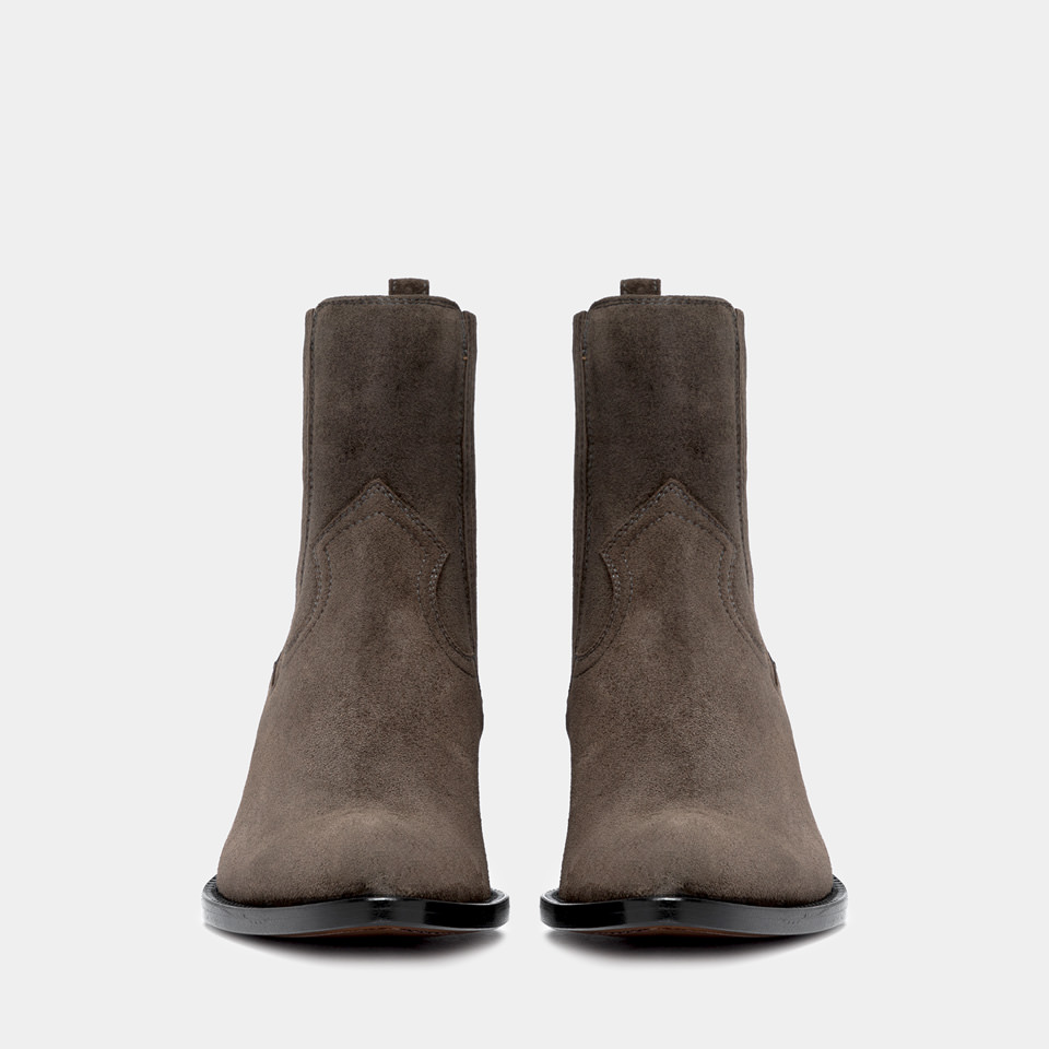 BUTTERO: ANNIE ANKLE BOOTS IN DARK BROWN SUEDE