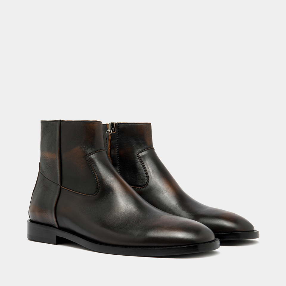 BUTTERO: CASENTINO ANKLE BOOTS IN BROWN VINTAGE LEATHER