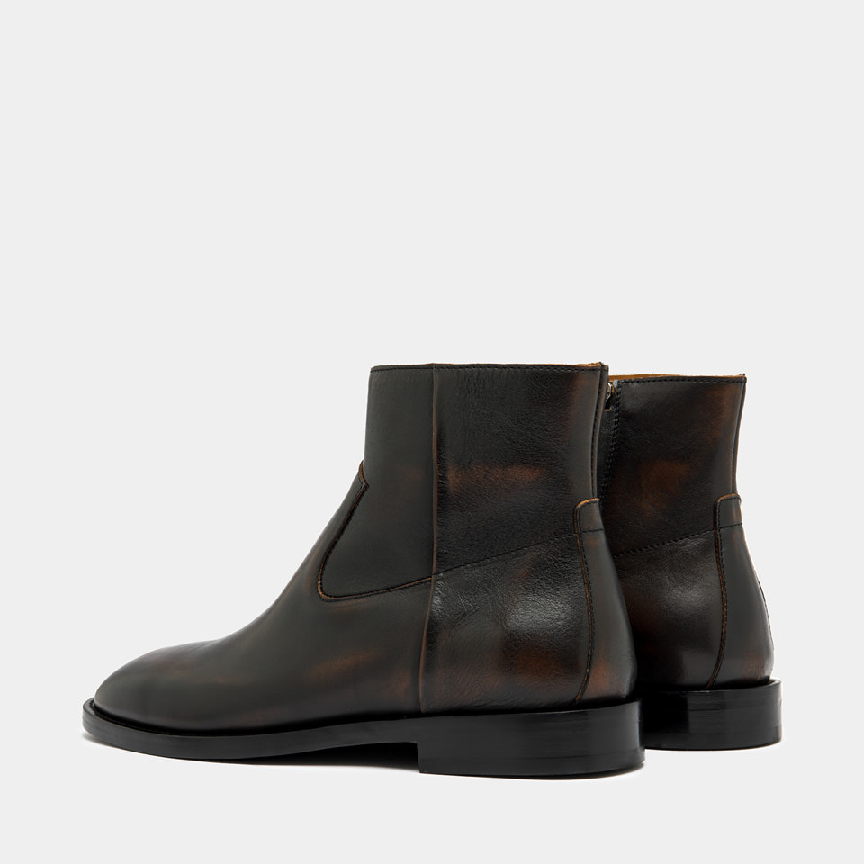 BUTTERO: CASENTINO ANKLE BOOTS IN BROWN VINTAGE LEATHER