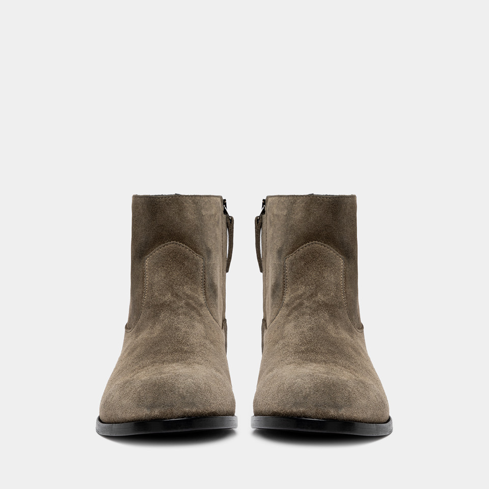 BUTTERO: FLOYD ANKLE BOOTS IN FOREST COLOR SUEDE