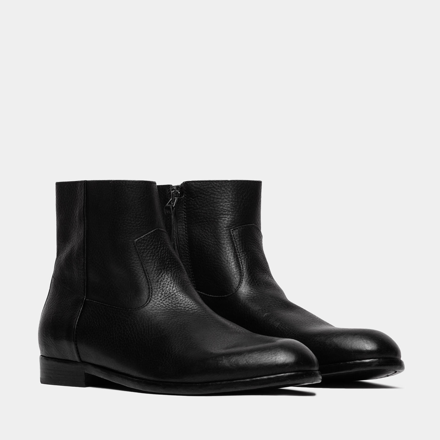 BUTTERO FLOYD ANKLE BOOTS IN BLACK HAMMERED LEATHER B10090MAIN-UC1/01-NERO